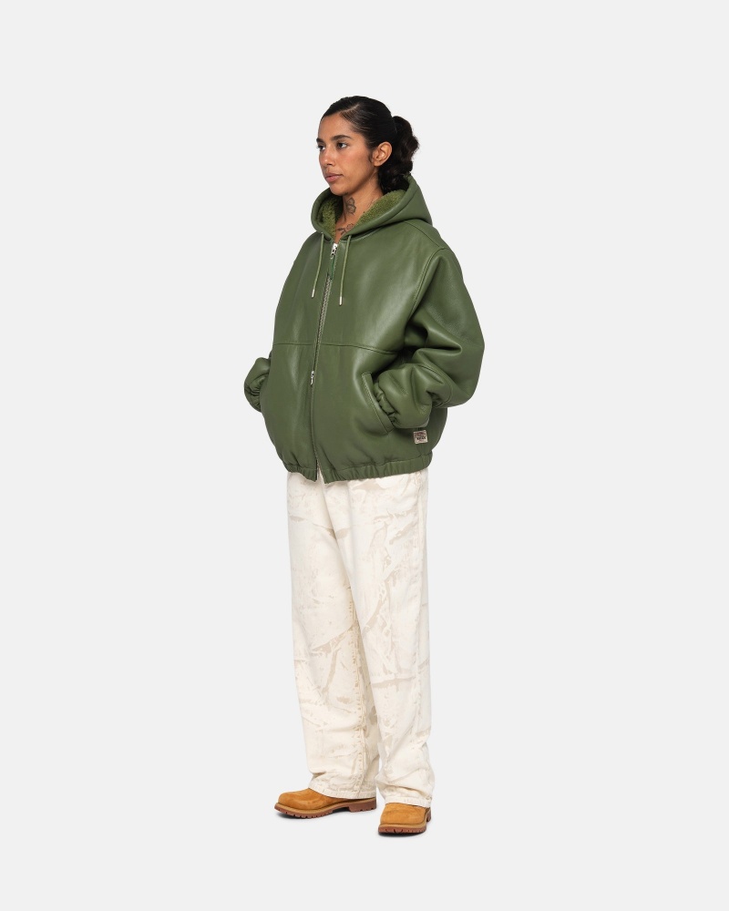 Stussy Werk Shearling Jassen Groen | 90146-FKBJ