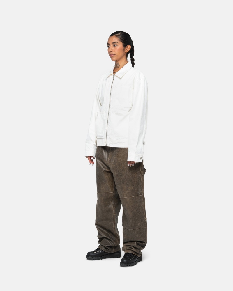 Stussy Zip Werk Overdyed Jassen Wit | 35192-YCJW