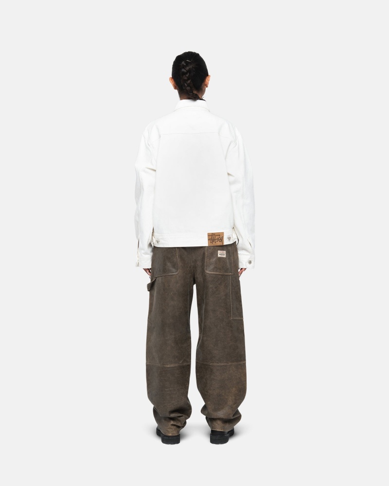 Stussy Zip Werk Overdyed Jassen Wit | 35192-YCJW