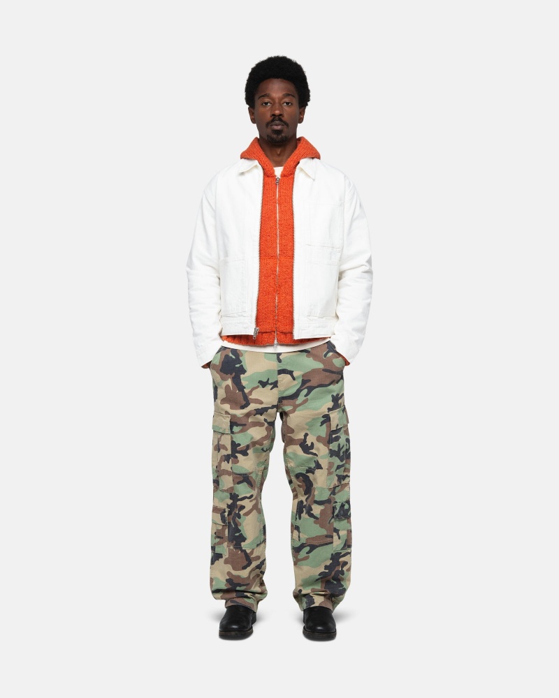 Stussy Zip Werk Overdyed Jassen Wit | 35192-YCJW