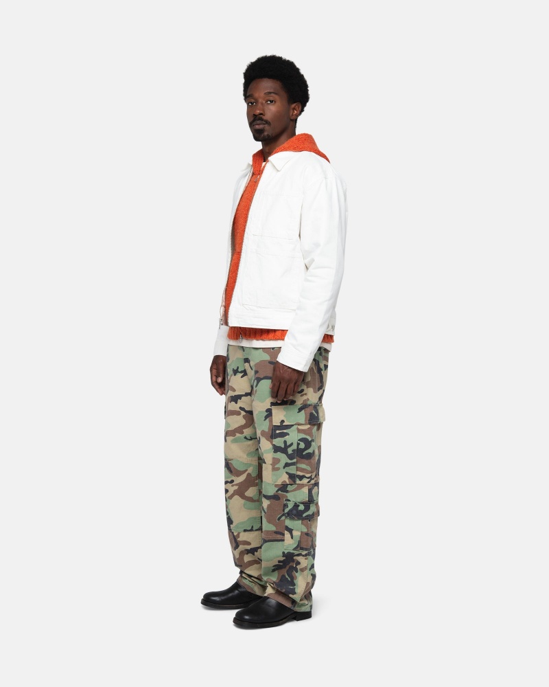 Stussy Zip Werk Overdyed Jassen Wit | 35192-YCJW