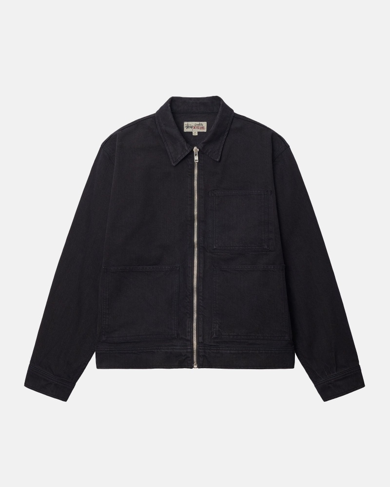 Stussy Zip Werk Overdyed Jassen Zwart | 72105-QWAO